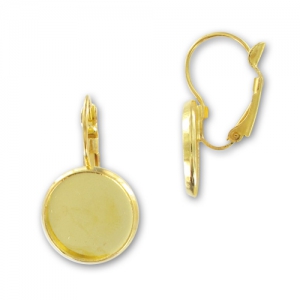 Dormeuses porte-cabochon 14 mm doré x4
