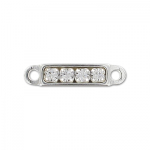 Intercalaire strass barrette 2 anneaux 14 mm en Argent 925 x1