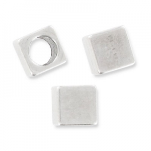 Cubes 4 mm Placage Argent fin vieilli x10