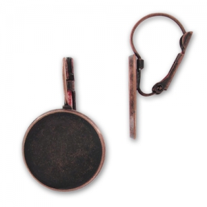 Dormeuses porte-cabochon 18 mm cuivré vieilli x2