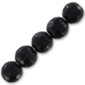 Perles Rondes facettées 4 mm en pierre gemme Onyx Noir x20