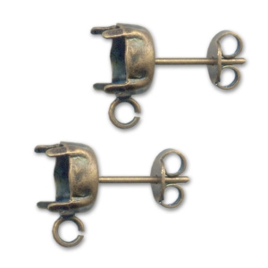 Clous d'oreilles porte-cabochon 1028/1088 8 mm bronze x2