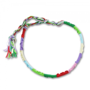 Bracelet brésilien rond 3,5 mm Rouge/Vert x1
