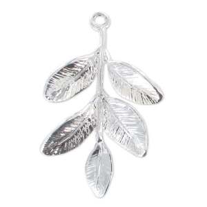 Pendentif feuilles 31 mm Placage argent fin