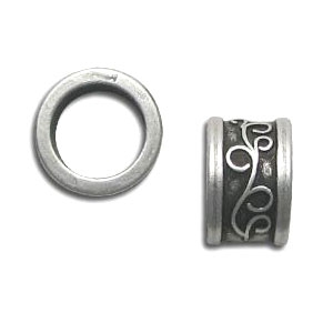 Poussoir tube pour cordon 11 mm Placage Argent fin vieilli x1