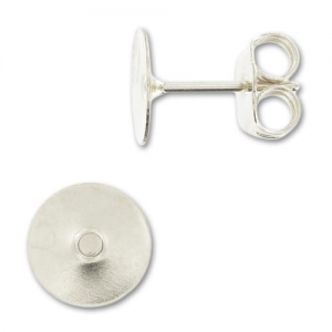 Clous d'oreilles disque 8 mm argenté x4