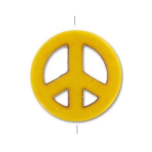 Perle Peace en Howlite teintée 15 mm Jaune x1
