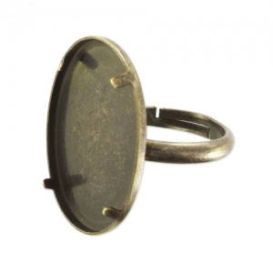 Bague serti cabochon fond plat 25x18 mm bronze x1