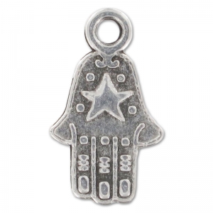 Breloques Khamsa 18 mm Placage Argent fin vieilli x5