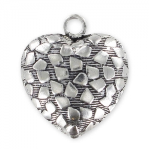 Breloque coeur décoré 18 mm en Argent 925 oxydé x1