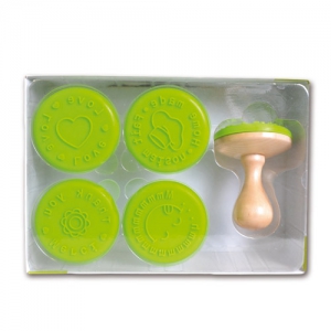 Set de 5 tampons en silicone 8 cm avec manche en bois