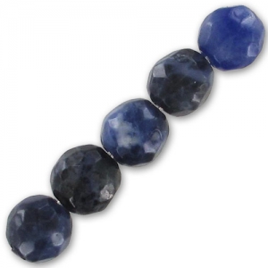 Perles Rondes facettées 4mm en pierre gemme Sodalite x20