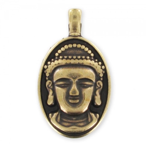 Pendentif tête de Bouddha 32 mm bronze x1
