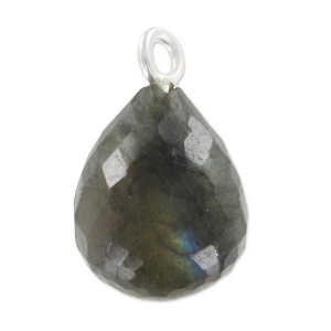 Pendentif goutte facettée 13x10 mm Argent 925/Labradorite x1