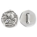 Poussoir rond ange pour cuir regaliz 24 mm Placage Argent fin vieilli x1