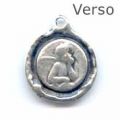 Breloque ronde bombée Ange 16 mm argenté vieilli x1