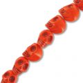 Perle Tête de mort en Howlite teintée 18 mm Orange x1