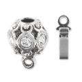Fermoir boule Strass Crystal 8 mm argenté vieilli