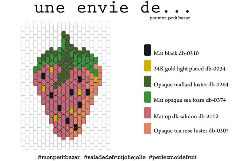 Assortiment de Pin's tranches de fruits en tissage de perles Miyuki : Etape 11