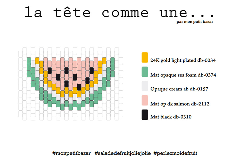 Assortiment de Pin's tranches de fruits en tissage de perles Miyuki : Etape 8