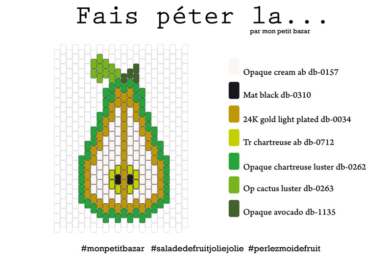 Assortiment de Pin's tranches de fruits en tissage de perles Miyuki : Etape 5