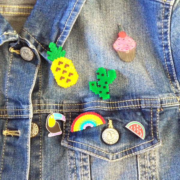 DIY Pin's perles à repasser hama et plastique dingue formes ananas et pastèque