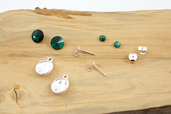 Boucles d'oreilles argent 925 Malachite et cabochon PureCrystal : Etape 1