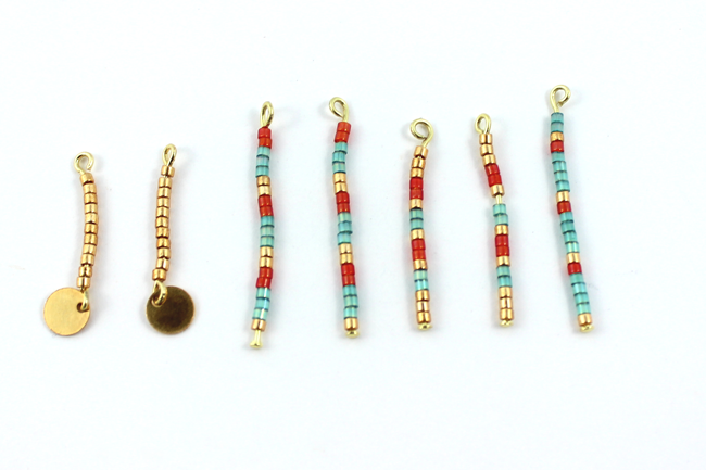 DIY Boucles d'oreilles tropicales, philodendron et perles Miyuki : Etape 2