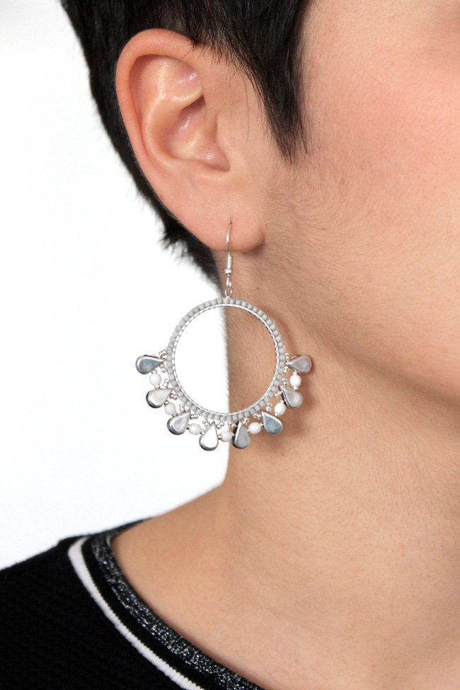 Schéma Créoles perles Amos® argentées tissage Brick Stitch Miyuki