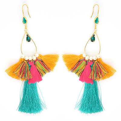 Boucles d'oreilles Pompons Multicolores perles nacrées : Etape 4