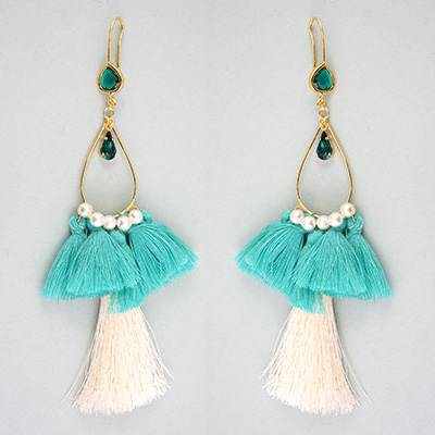 Boucles d'oreilles Pompons Multicolores perles nacrées : Etape 6