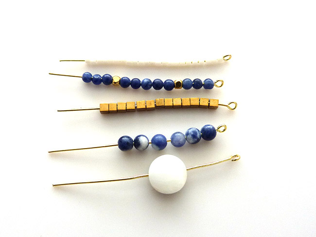 Créoles avec rangées de perles : Etape 1