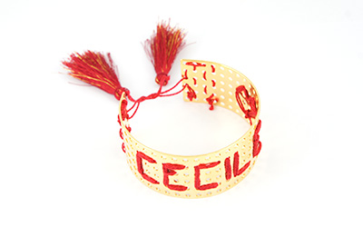 bracelet ajour&eacute; pr&eacute;nom tiss&eacute; 08