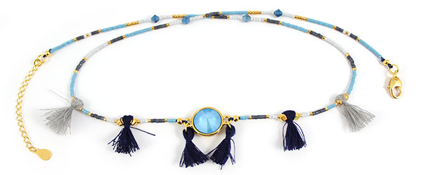 Bracelet Multi-tours cabochon rivoli PureCrystal crystal summer blue et Miyuki Delicas : Etape 3