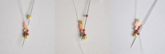 Bracelet en tissage peyote pair en perles Miyuki Delicas : Etape 3