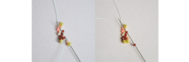 Bracelet en tissage peyote pair en perles Miyuki Delicas : Etape 4