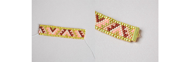 Bracelet en tissage peyote pair en perles Miyuki Delicas : Etape 5