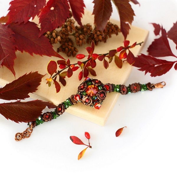 Bracelet été indien avec des perles Arcos© et Minos©, toupies PureCrystal