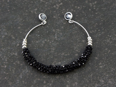 Bracelet jonc toupies PureCrystal tissage peyote tubulaire : Etape 9