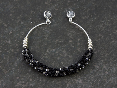 Bracelet jonc toupies PureCrystal tissage peyote tubulaire : Etape 10