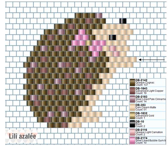 Broche motif hérisson en tissage brickstitch perles Miyuki : Etape 1