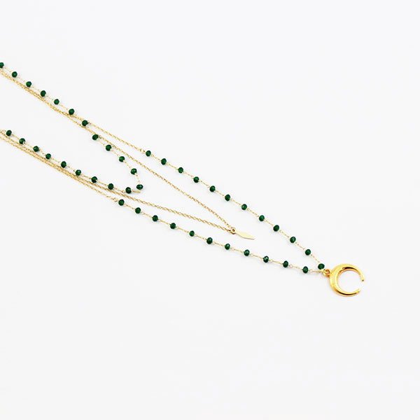 DIY bijoux Collier multirang fantaisie avec une chaîne perlée et un pendentif corne : Etape 4