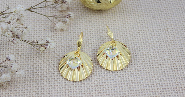 Boucles d'oreilles coquillage doré et pendant PureCrystal