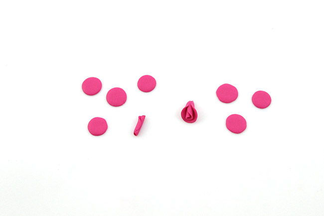 Créoles fleuries de roses en Pâte Fimo : Etape 3