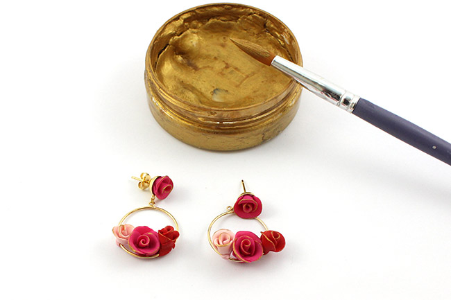 Créoles fleuries de roses en Pâte Fimo : Etape 9