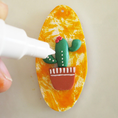 Trio de Porte-cl&eacute;s tendance Cactus en p&acirc;te polym&egrave;re et pompons &eacute;tape 10