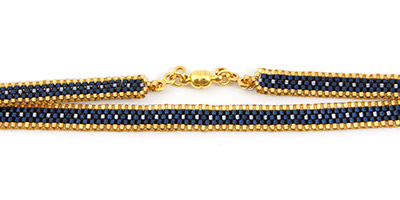 Ras de cou tissage Peyote breloque bleue cabochons pearl Miyuki : Etape 3