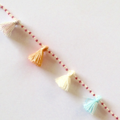 Bracelet Multirangs pastel pompons perles Chips Aventurine et Miyuki : Etape 7