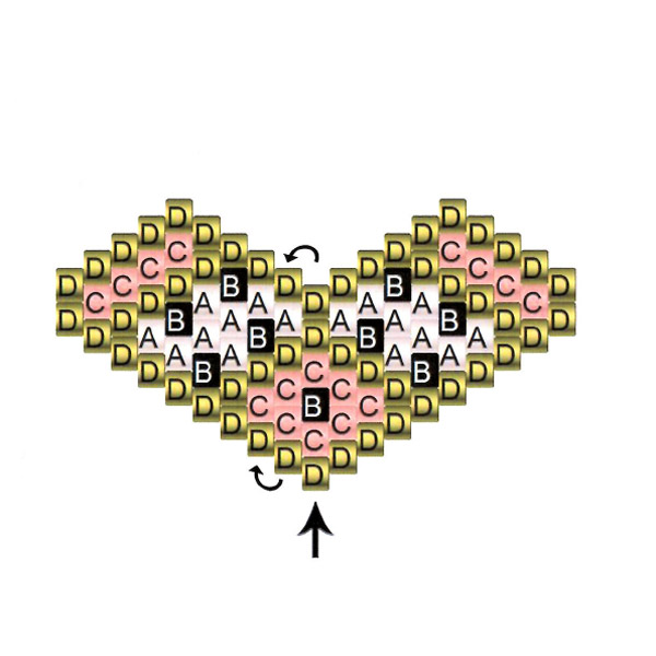 Sautoir pendentif coeur en tissage brickstitch par Rose Moustache : Etape 1