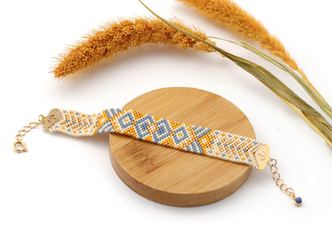 Bracelet Miyuki tissage Peyote Impair couleurs Estivales : Etape 1